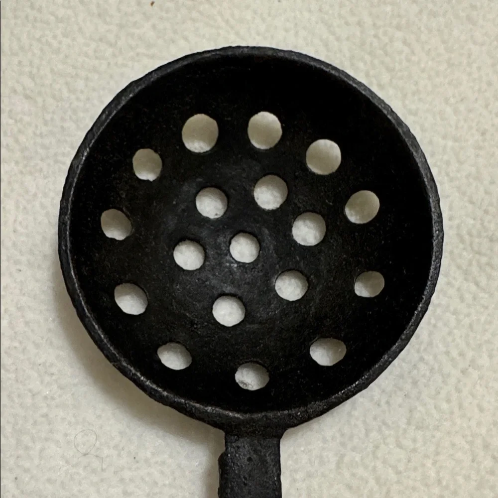 Vintage Cast Iron Skimmer Ladle Slotted Spoon Rustic Farmhouse Cottagecore